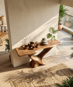 Alternative view of Farmhouse Solid Wood Console Table with Live Edge Details