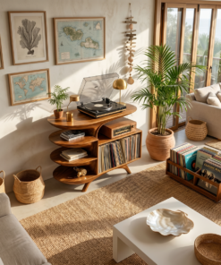 Alternative view of Modern Reclaimed Tamarind Wood Record Player Stand for Bedroom