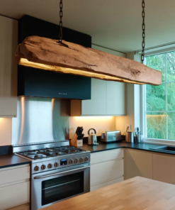Alternative view of Rustic Solid Wood Log Beam Pendant Light for Kitchen Island