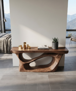 Alternative view of Farmhouse Solid Wood Entryway Console Table with Rustic Finish