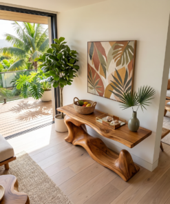 Alternative view of Live Edge Solid Wood Narrow Desk for Entryway or Living Room