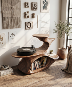 Alternative view of Live Edge Solid Wood Record Player Stand for Vinyl Collection