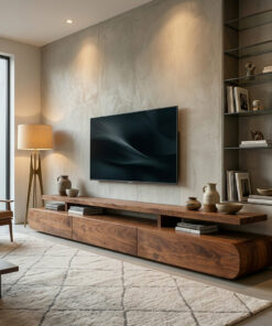 Alternative view of Low Profile Solid Wood TV Stand with Rounded Edges