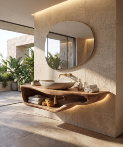 Alternative view of Live Edge Wood Vanity Countertop Shelf for Custom Bathrooms