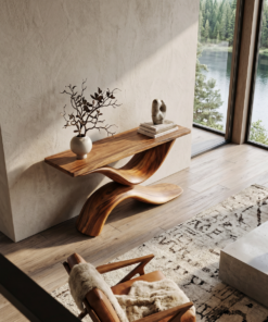Alternative view of Live Edge Solid Wood Console Table for Entryway and Hallway