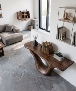 Alternative view of Mid-Century Solid Wood Console Accent Table with Natural Edges
