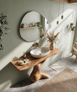 Alternative view of Handcrafted Solid Wood Bathroom Vanity with Minimalist Lines