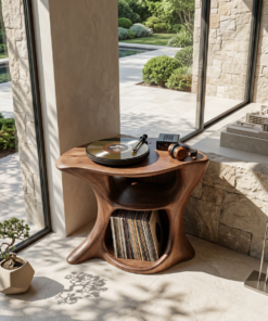 Alternative view of Farmhouse Solid Wood Media Stand for Vinyl and Turntable