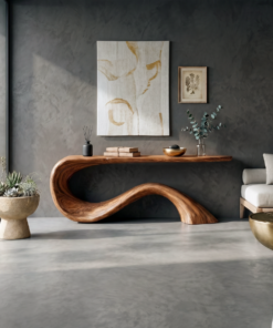 Alternative view of Monkey Pod Live Edge Entryway Console Table, Modern Organic
