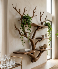 Alternative view of Sculptural Tree Branch Wall Shelf for Living Room and Studio