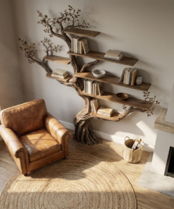Alternative view of Modern Organic Tree Branch Bookshelf, Flowing Wall Feature