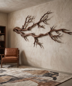 Alternative view of Twisted Tree Root Solid Wood Wall Sculpture, Organic Modern