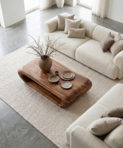 Alternative view of Organic Solid Wood Coffee Table with Built-In Open Storage