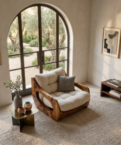 Alternative view of Modern Organic Carved Solid Wood Lounge Chair, No Cushions