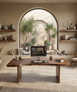 Alternative view of Organic Curved Live Edge Solid Wood Office Desk