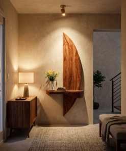 Alternative view of Solid Wood Sculptural Floating Wall Shelf with Arched Support