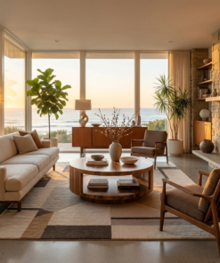 Alternative view of Modern Round Solid Wood Coffee Table with Lower Shelf