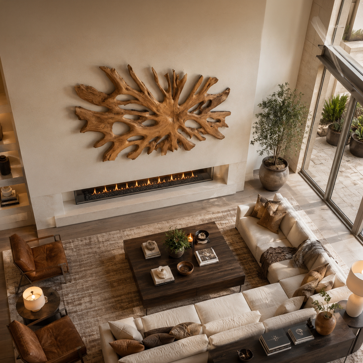 Oversized Root-Form Solid Wood Wall Art for Living Room - Image 3