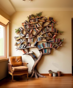Alternative view of Carved Solid Wood Tree Branch Bookshelf for Feature Walls