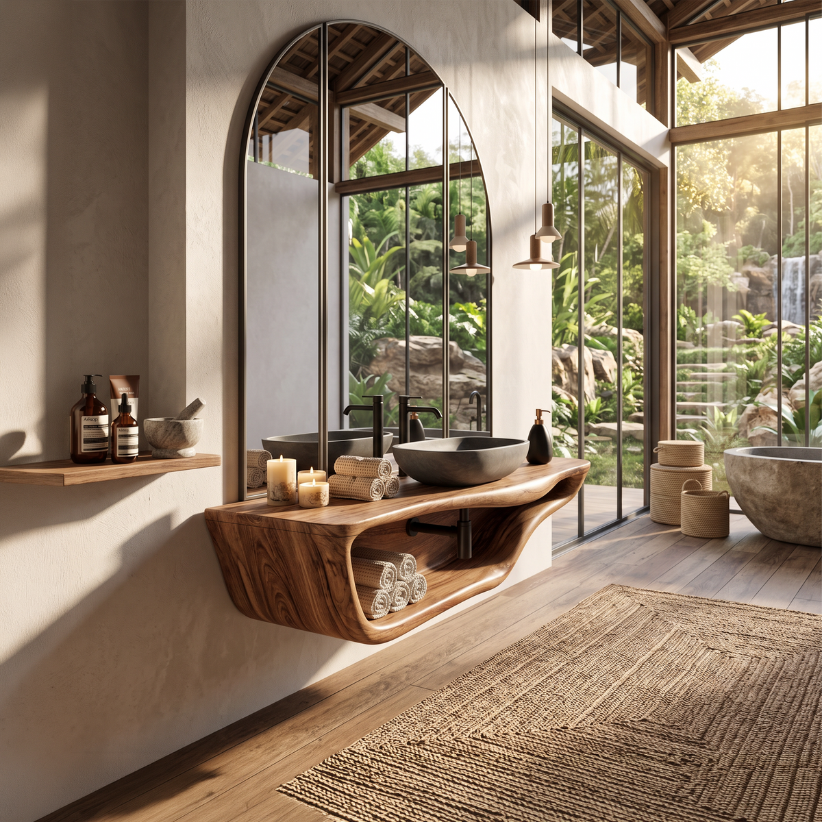 Live Edge Wood Vanity Countertop Shelf for Custom Bathrooms - Image 3