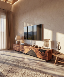 Alternative view of Floating Live Edge TV Console with Open Shelving