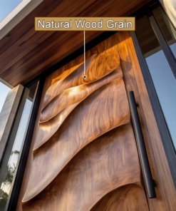 Alternative view of Sculpted Solid Hardwood Single Door with Wave Carving