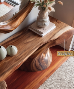 Alternative view of Sculpted Solid Hardwood Console Table with Flowing Pedestal Base