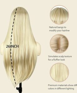 Alternative view of Blonde Long Straight Wig with Bangs BE48