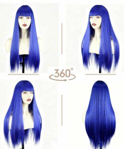 Alternative view of Blue Long Straight Wig with Bangs BE47