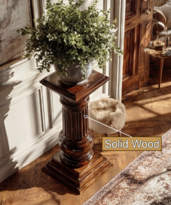 Alternative view of Handcrafted Solid Wood Fluted Column Pedestal Stand