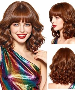 Brown Short Wavy Bob Wigs BE33