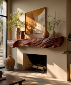 Alternative view of Live Edge Solid Wood Fireplace Mantel Shelf
