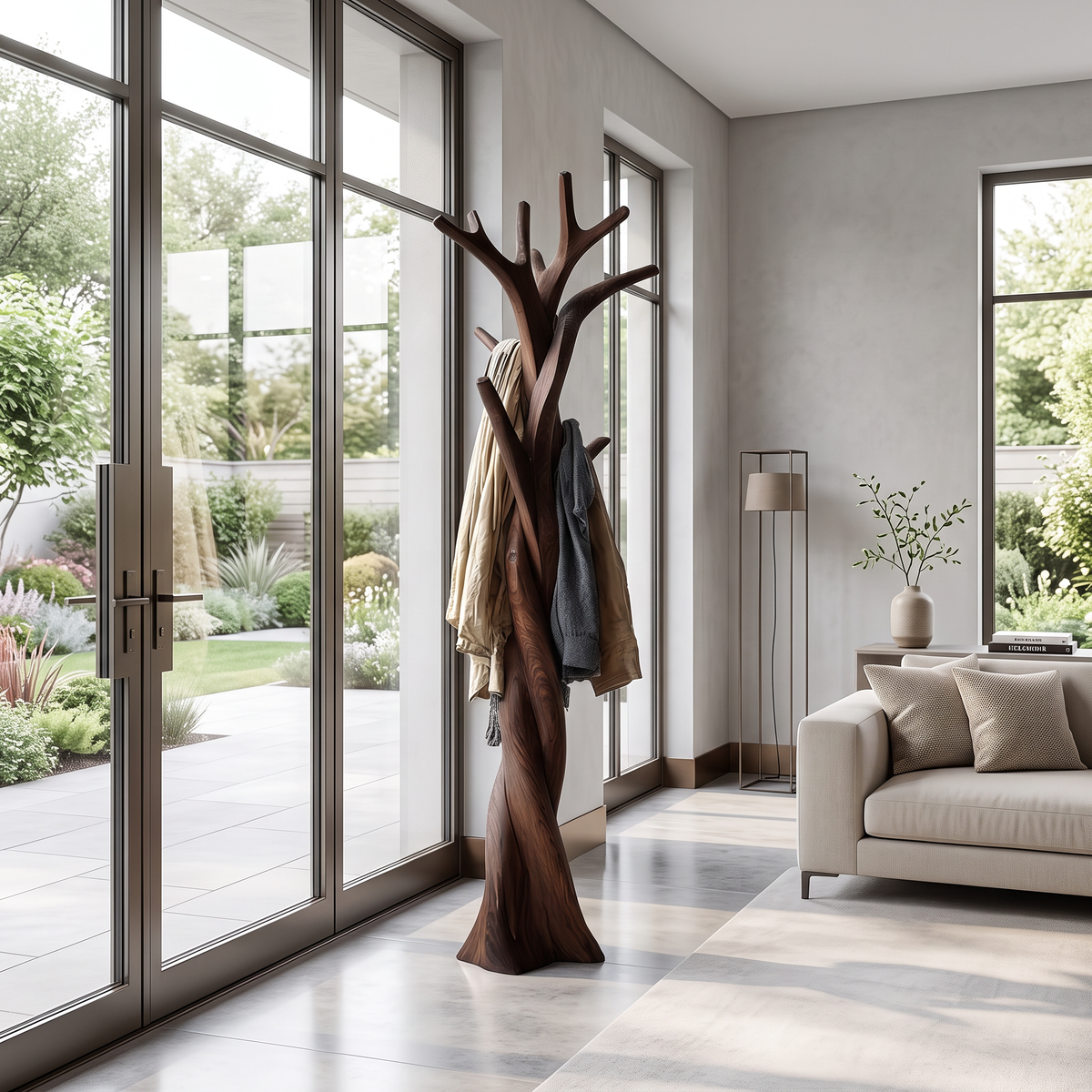 Twisted Tree Branch Solid Wood Coat Rack for Entryway - Image 7