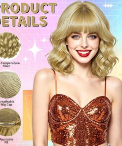 Alternative view of Dark Gold Short Wavy Bob Wigs BE36