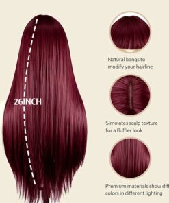 Alternative view of Dark Red Long Straight Wig With Bangs BE42