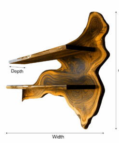 Alternative view of Live Edge Solid Wood Floating Wine Shelf with Sculpted Back Panel