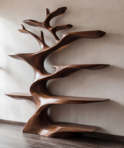 Alternative view of Sculptural Solid Hardwood Tree Wine Rack with Ambient Lighting