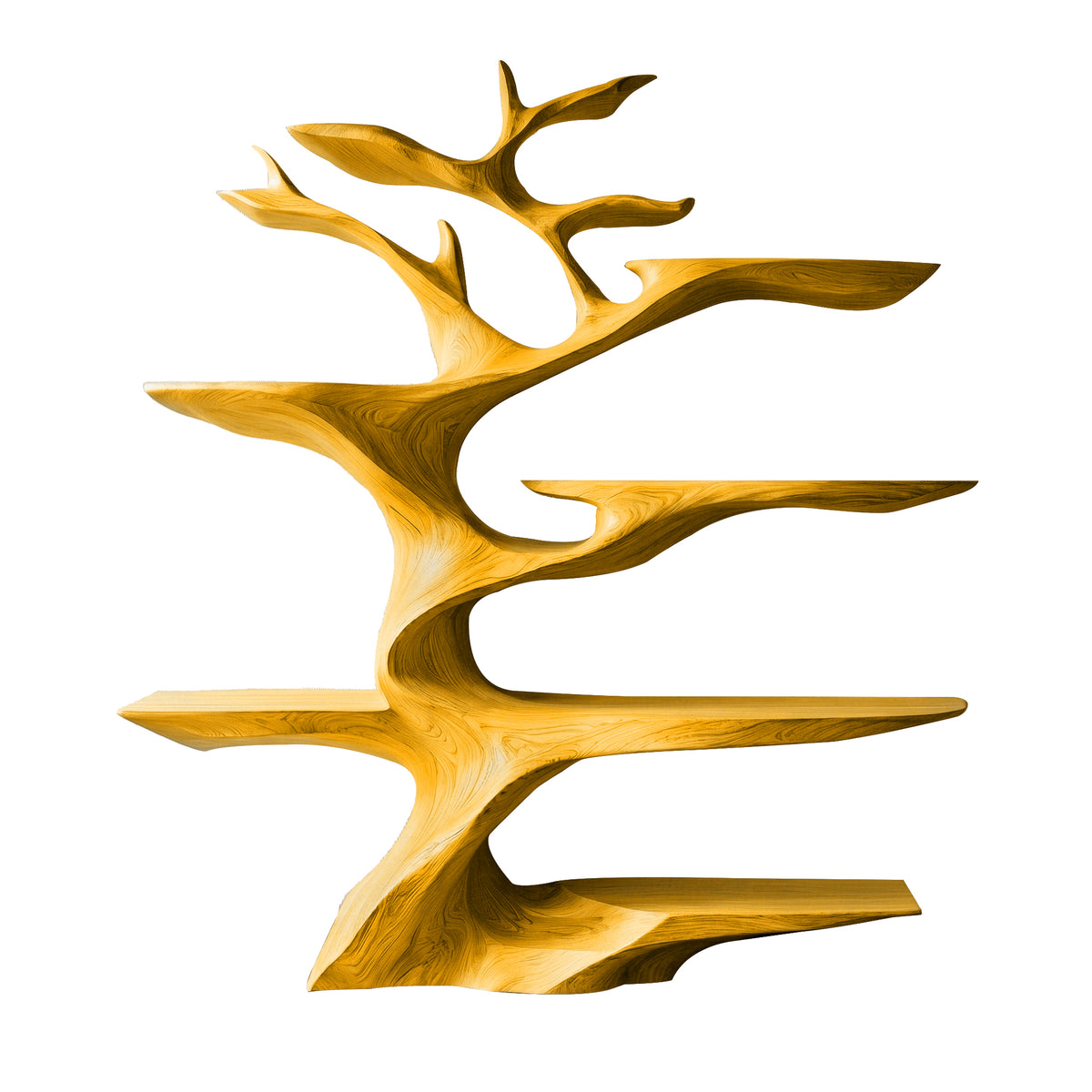 Sculptural Solid Hardwood Tree Wine Rack with Ambient Lighting - Image 7