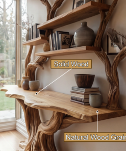 Alternative view of Tree Trunk Sculpted Solid Wood Console Table with Display Shelves