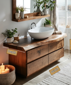 Alternative view of Solid Wood Freestanding Bathroom Vanity with Handle-Less Drawers