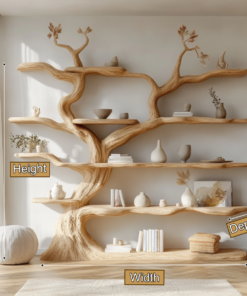 Alternative view of Sculpted Solid Wood Tree Bookshelf with Wall-Spanning Branch Shelves