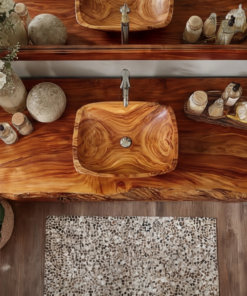 Alternative view of Live Edge Solid Hardwood Freestanding Bathroom Vanity with Cabinet