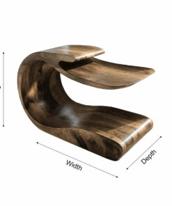 Alternative view of Handcrafted Solid Wood C-Shaped Side Table with Lower Shelf