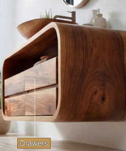 Alternative view of Sculpted Solid Wood Floating Bathroom Vanity with Rounded Edges