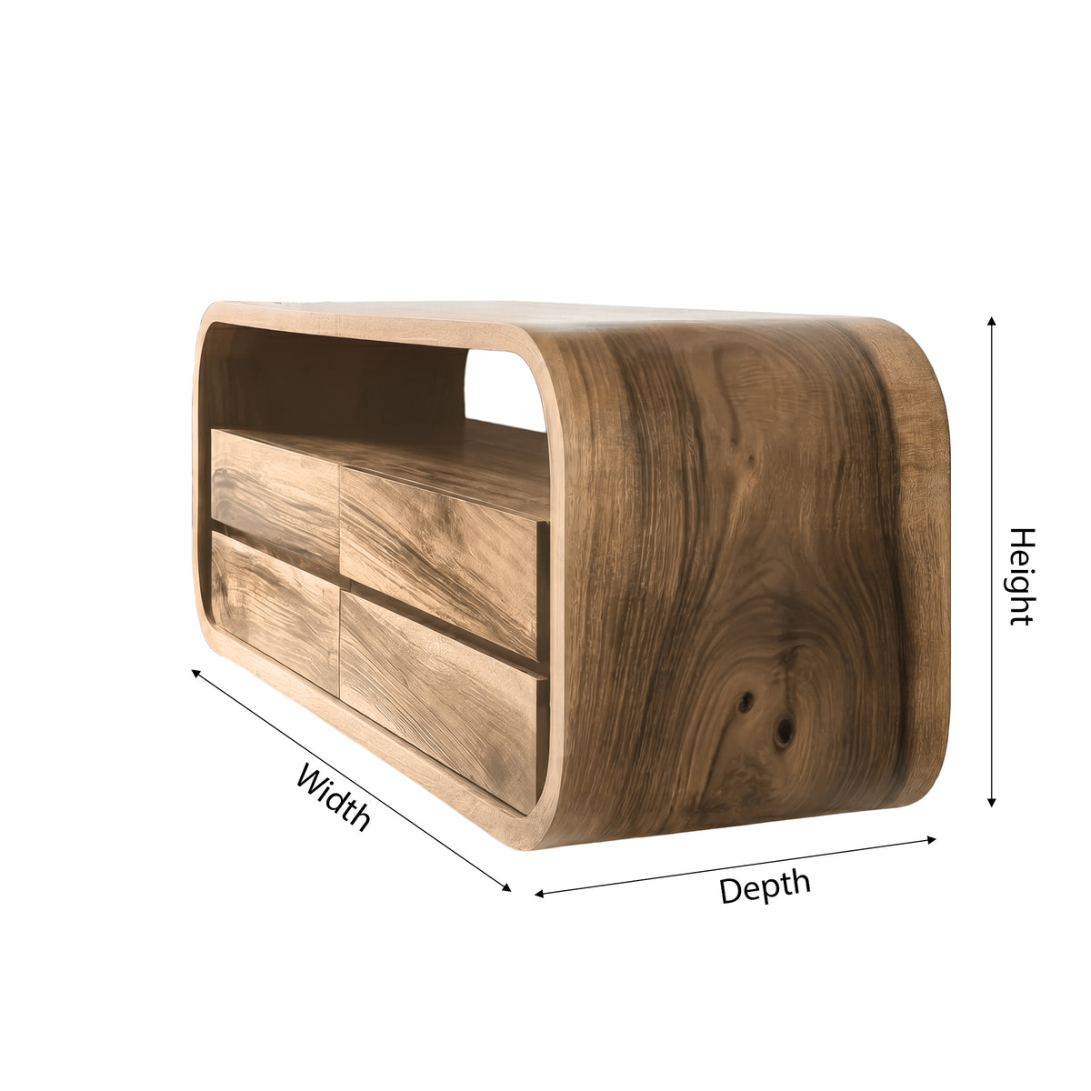 Sculpted Solid Wood Floating Bathroom Vanity with Rounded Edges - Image 5