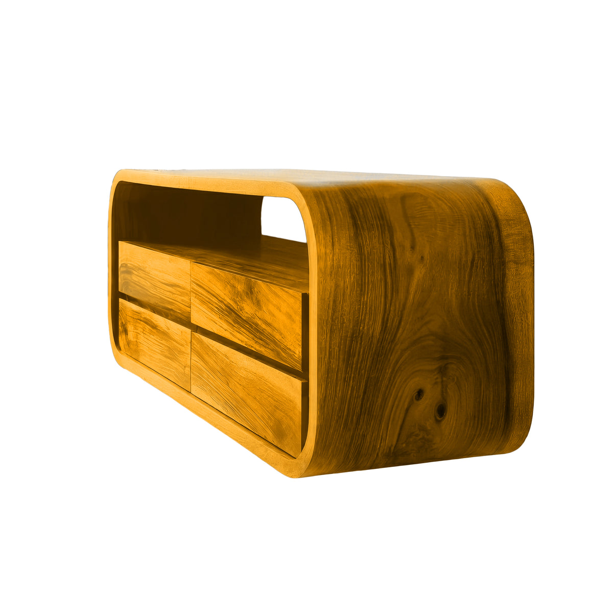 Sculpted Solid Wood Floating Bathroom Vanity with Rounded Edges - Image 7