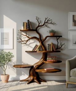 Alternative view of Sculpted Solid Timber Tree Bookshelf with Asymmetrical Shelves