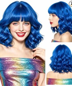 Fashion Blue Short Wavy Bob Wigs BE35