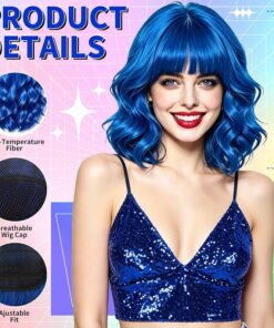 Alternative view of Fashion Blue Short Wavy Bob Wigs BE35