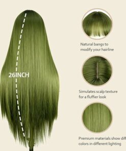 Alternative view of Green Long Straight Wig With Bangs BE51